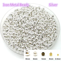 Five Sizes Silvery Iron Metal Beads Jewelry Findings Diy Beads Smooth Ball Spacer Beads For Jewelry Making Making