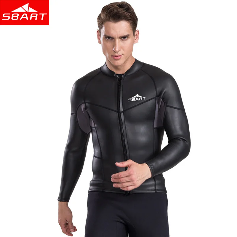 SBART 2MM Long Sleeve Neoprene Wetsuit Men Top Sunscreen UV Smoothskin Jacket For Swimming Jumpsuit Surfing Diving Shirt Wetsuit