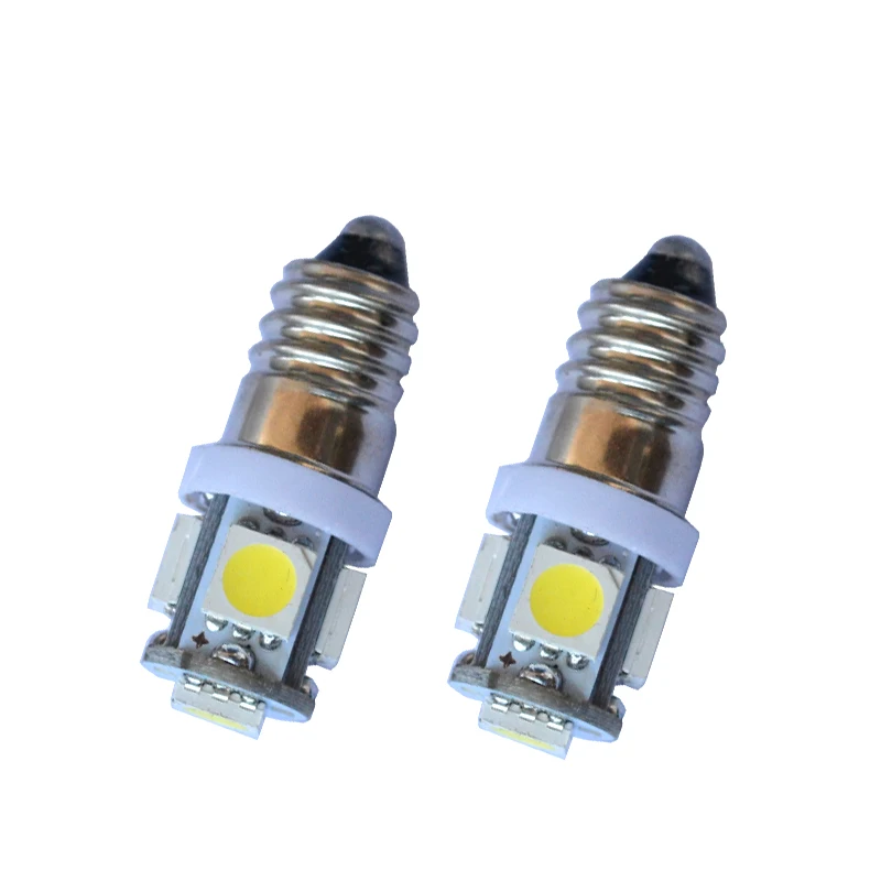 10 Uds instrumentación AC 6V E10 bombilla de tornillo bombilla de señal de advertencia 5 SMD 5050 LED 5smd 5led blanco puro rojo azul amarillo verde 6,3 V