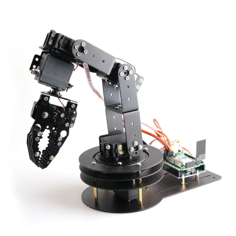 

6 dof Robot Arm+6PCS High Torque Servos(Metal gear)+Mechanical Claw + Large Metal Base+Full Metal Plate