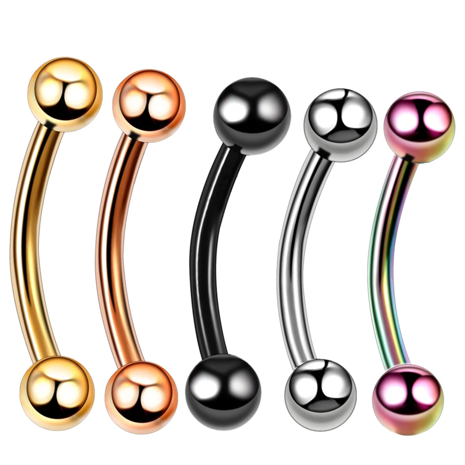 G23 Titanium Epoxy Curved Barbells Eyebrow Rings Piercing Curved Bar Banana Eyebrow Ear Cartilage Tragus Body Piercing Jewelry