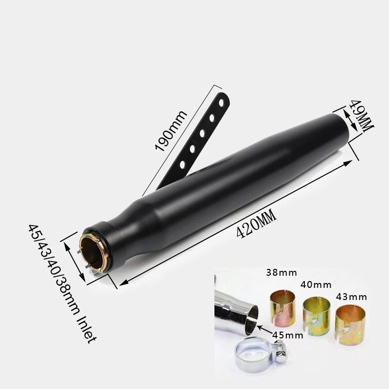 Universal Motorcycle exhaust muffler retro vintage classic black escap moto for cg125 sr400 cb500 vt500 w800 v7