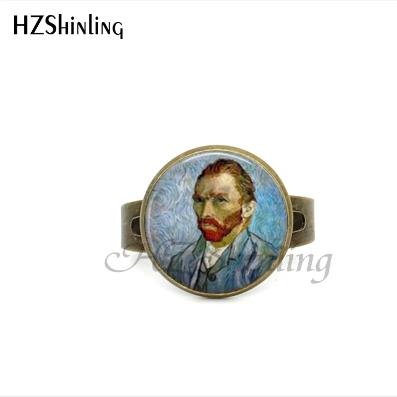 2017 New Glass Dome Rings The Starry Night by Vincent Van Gogh 1889 Handmade Keepsake Ring Art Painting Adjustable Ring