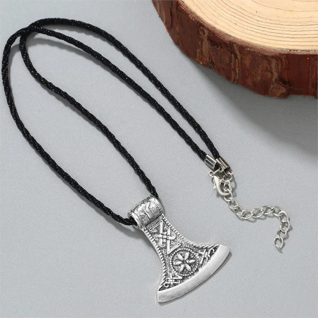 Cxwind Antique Slavic Axe Pendant Amulet Kolovrat Symbol Pagan Flower Jewelry Amulets and Talismans Pendants Necklaces