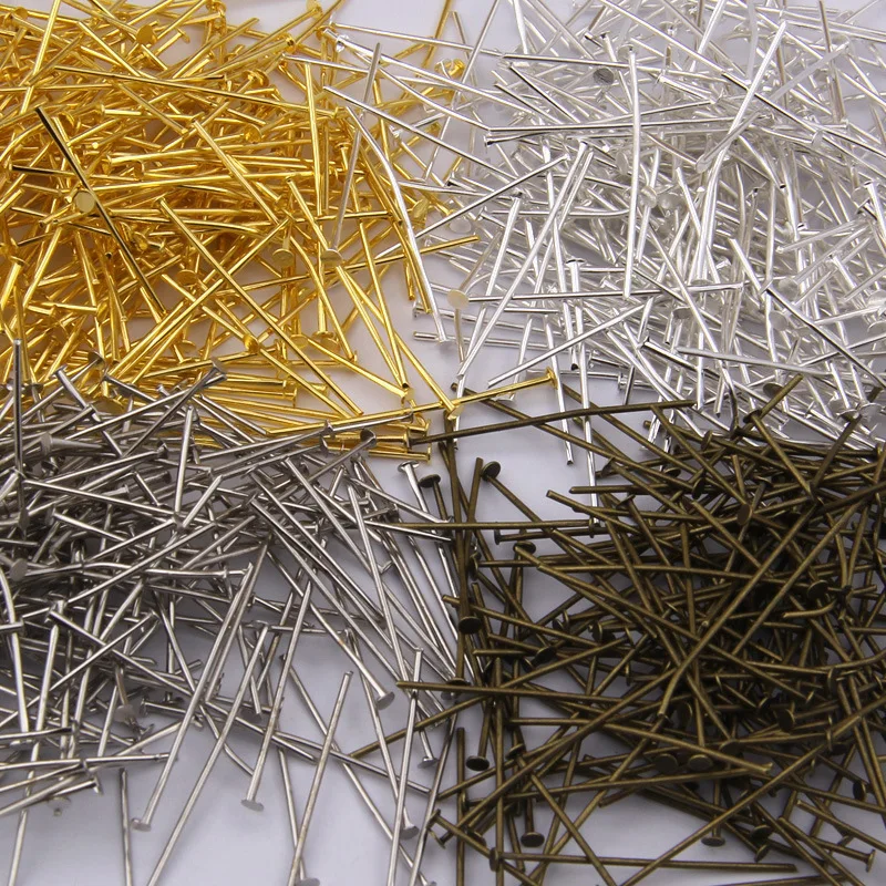 1000pcs/bag 18-40mm  Flat Head Pins Gold/Silver/white k/kc Gold/Bronze/gun Black/ Head Pins for Jewelry Making Accessories