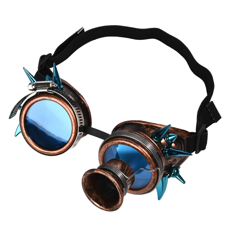 

Punk Gothic Goggles Glasses Unisex Blue Rivets Steampunk Goggles Cosplay Vintage Spikes Eyewear