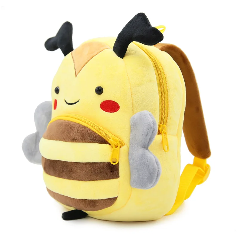 Baby lovely cartoon school bag kids yellow bee design plush backpack boys and girls animal mini cute schoolbag gift