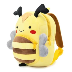 Sac d'école en peluche pour enfants, joli sac à dos design abeille jaune, pour garçons et filles, mini cartable mignon, cadeau