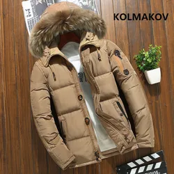 ¡Novedad de 2020! Chaqueta de plumón para hombre, abrigos gruesos con capucha a la moda para hombre, Parkas con Cuello de piel, chaqueta de invierno de alta calidad