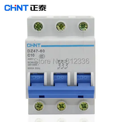 Free Shipping 2 years Warranty  DZ47-60 C10 3P 10A  3 pole domestic C type small air switch unipolar Electric shock protection