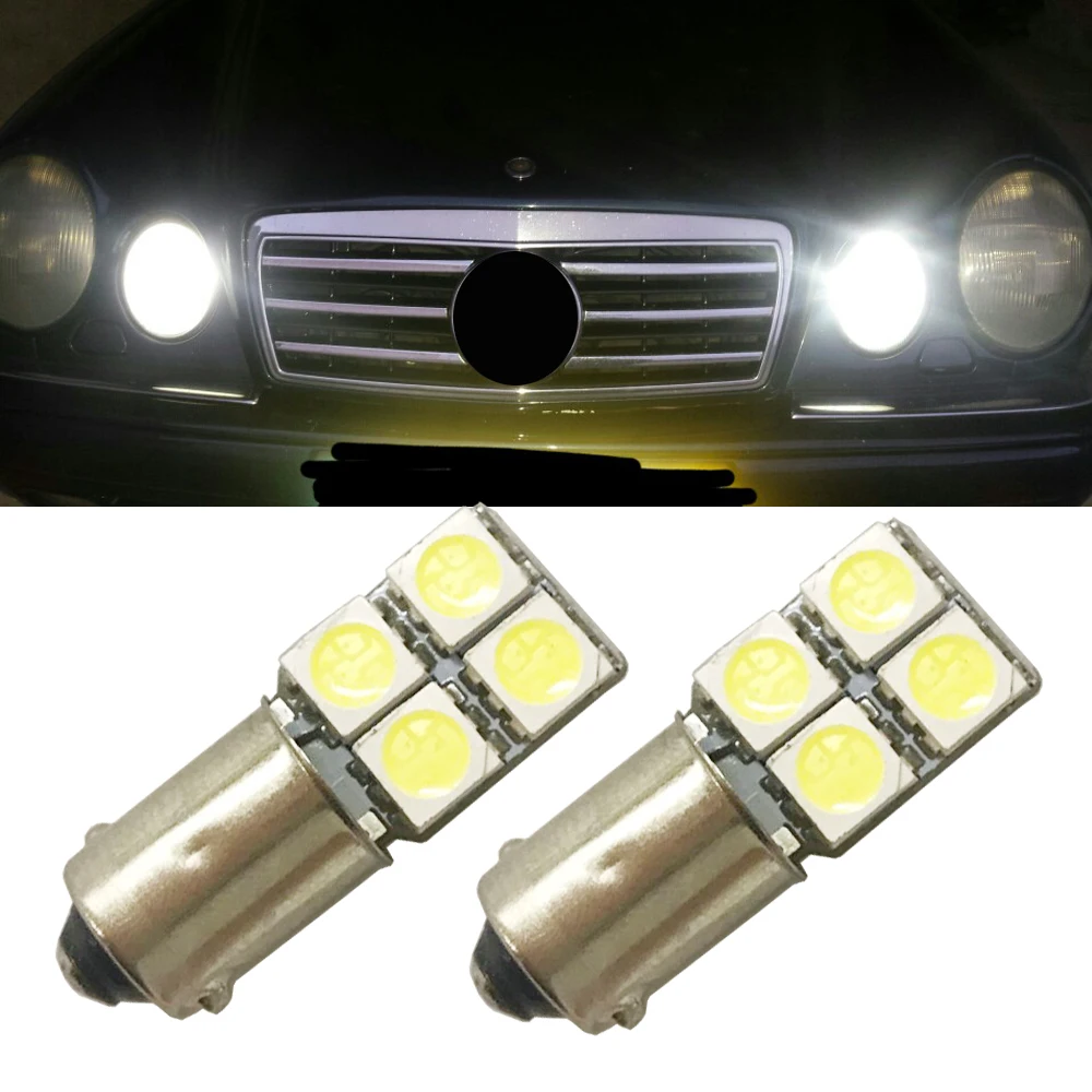 2pcs BA9S 4 SMD 5050 LED Canbus lamps Error Free t4w H6w Car LED bulbs interior Lights Car Light Source parking 12V White 6000K