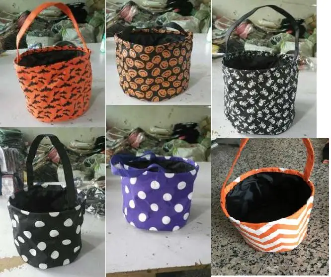 

50pcs/lot free shipping Wholesale Personality Halloween Bucket kids treat or trick bag monogram halloween gift bucket SN1992