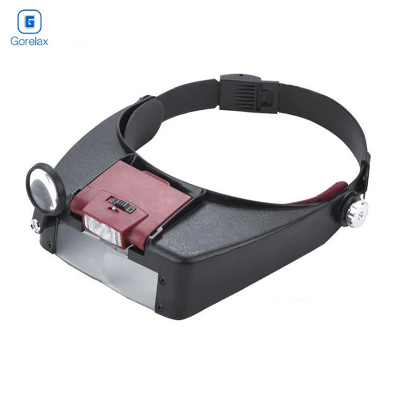 

Headband Magnifier Glasses, 1.5x 3X 8.5x 10x Eyewear Magnifying Glasses with 2 LED Lights Lamp Head Magnifier Loupe For Repairs