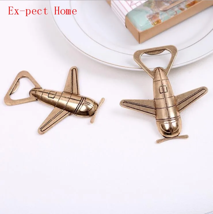 100 pcs/lot Free Shipping Antique Air Plane Airplane Shape Wine Beer Bottle Opener Metal Openers For Wedding Party Gift Favors