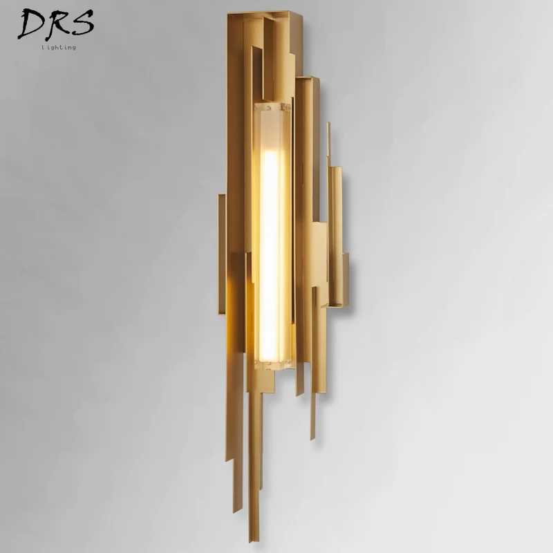 Light luxury 2019 new fashion stainless steel post-modern background wall TV wall living room wall lamp vanity light  bedroom