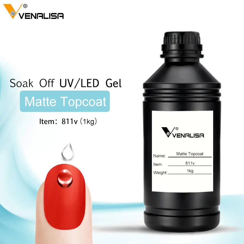 VENALISA Tempered Top Coat 1กก.แพคเกจจำนวนมาก Refill No Wipe Top Coat Soak Off UV LED เล็บเจลโปแลนด์ matt พื้นผิวยาง Top Coat