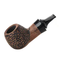 RU-MUXIANG Kevazingo Wooden Tobacco Pipe Straight Short Stem Small Portable Men Smoking Pipe With No Filter ad0050k01