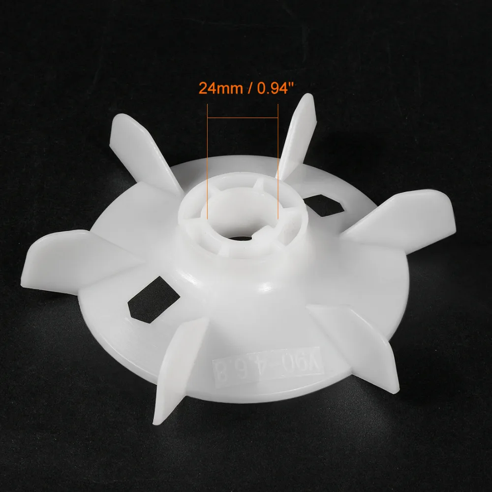 Uxcell 1Pcs 130x24mm/155x24mm Y90-2/Y90-4 White Plastic 6 Impeller Motor Round Shaft Replacement Fan Vane for Home DIY