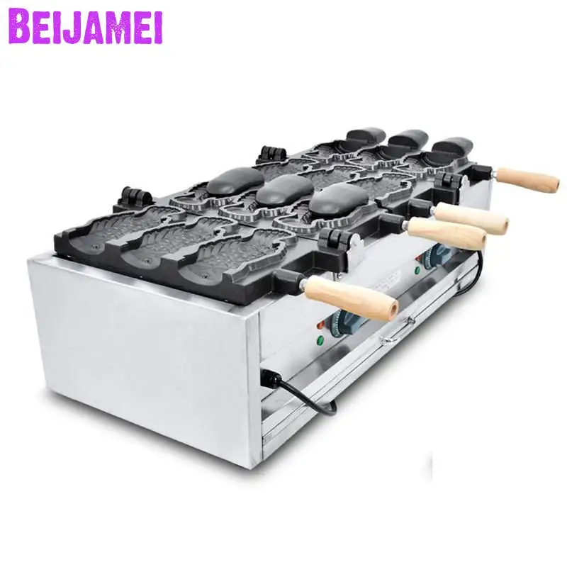 

BEIJAMEI Fish Shape With Open Mouth Taiyaki Waffle Maker/ 110V 220V Korea Taiyaki Machine / Commercial Fish Cake Machine