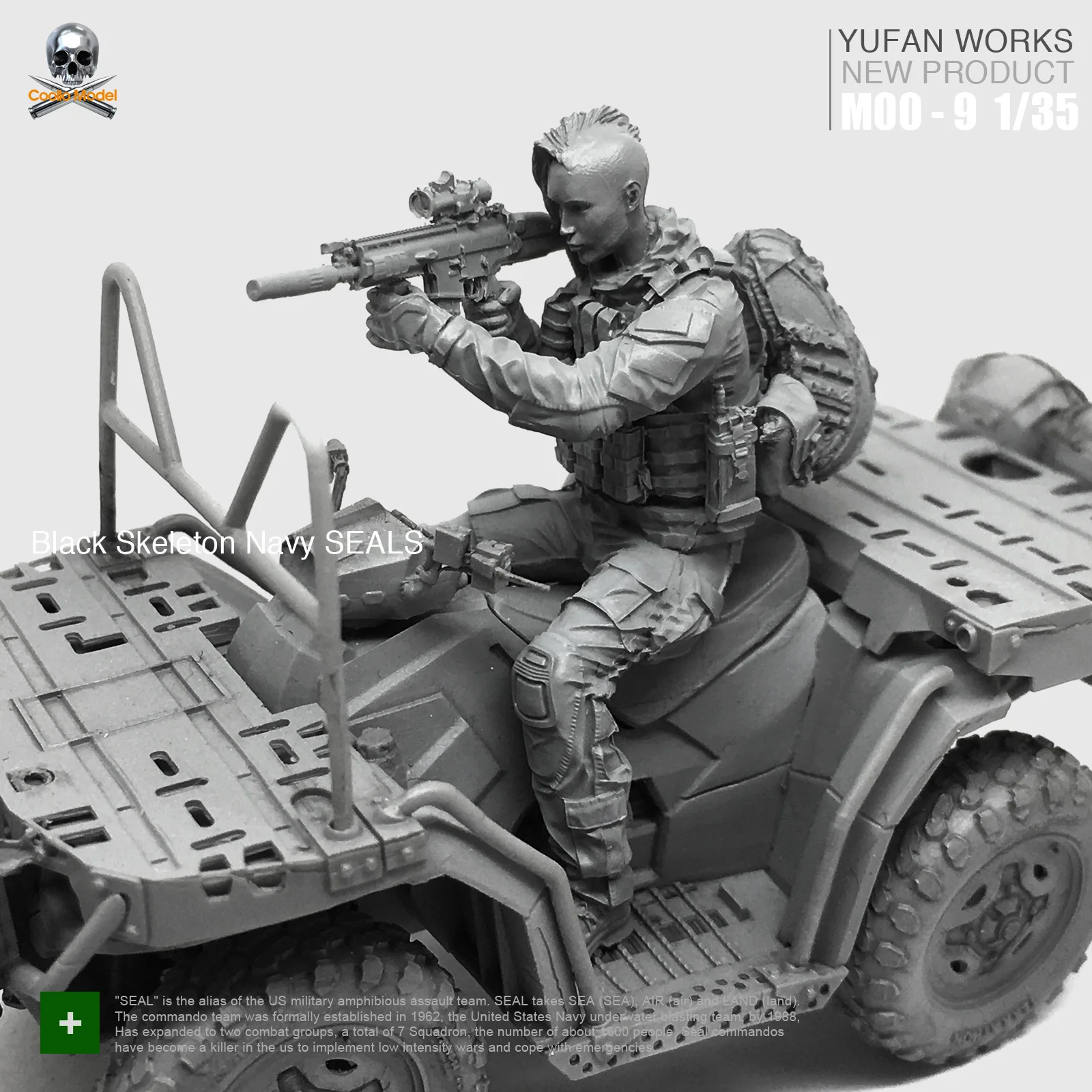 

Модель Yufan 1/35, фигурка из смолы, женщина-солдат + вездеход, США, военная печать, косметологический водитель спецназа Moo-09