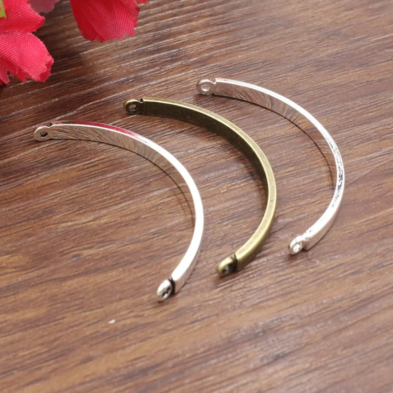 Onebeading  Antique Silver Bronze Silver Plated Tube Bending Sticks Connector For Bangle Bracelet Making Approx 3.5*46mm 10pcs