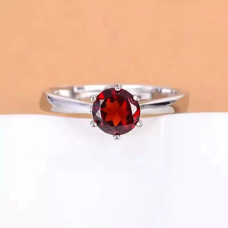 925 Sterling Silver Rings Natural Garnet Gemstone Fine Jewelry Birthday for Women Rings  New Rings open rings j060602ags