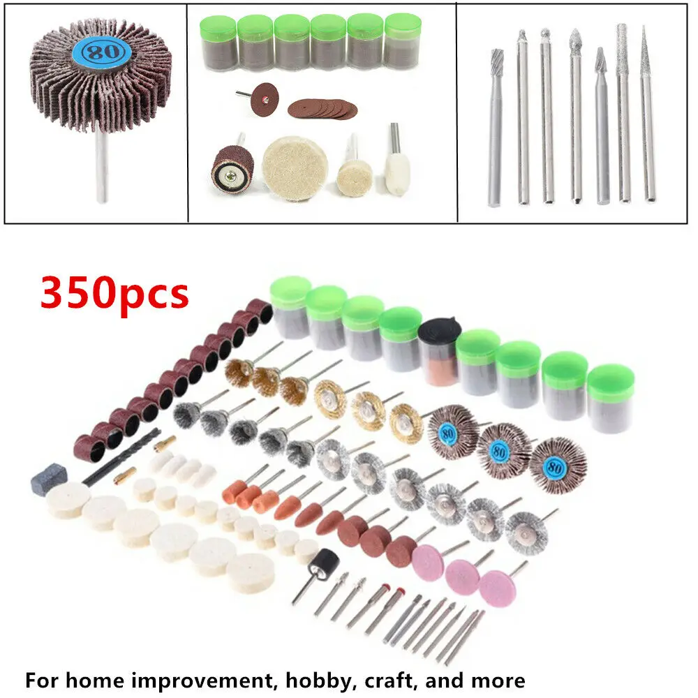 350Pcs Rotary Tool Accessories Kit Grinding Polishing Handle Process Drill Equipment