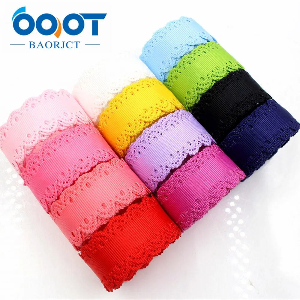 OOOT BAORJCT 177031  hot sale 25mm hollow Flowers solid Grosgrain Ribbon, DIY handmade materials,Clothing accessories