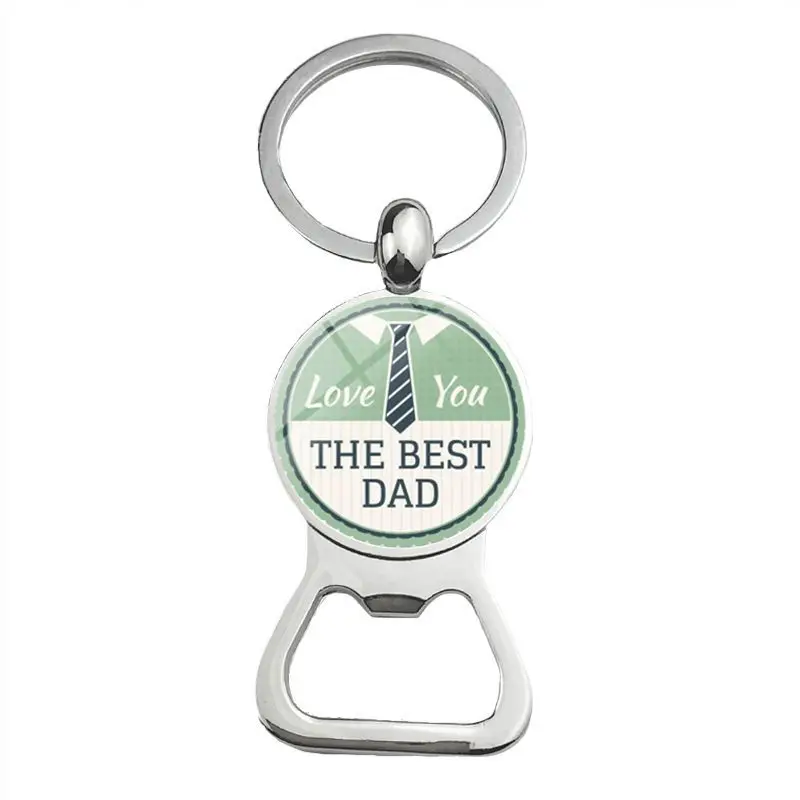 Super Papa Papa Bier Flaschenöffner Schlüsselanhänger versilbert Glas Cabochon Schlüsselanhänger Schmuck Liebesgeschenke für Vater – Detail 2