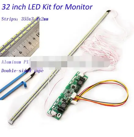 32 인치 LED 알루미늄 플레이트 스트립 백라이트 램프 업데이트 키트 LCD 모니터 TV 패널 2 LED 스트립 355mm 무료 배송 