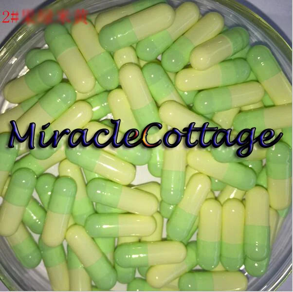 

Separated (10,000pcs/pack) 2# Fruit green beige hard empty capsules size 2 Fruit green/beige gelatin empty capsule