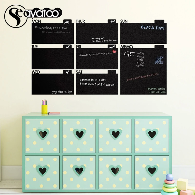 

Month Week Plann Calendar 2023 Erasable Blackboard Chalkboard Vinyl Wall Decal Sticker Office Decoration 58x88cm