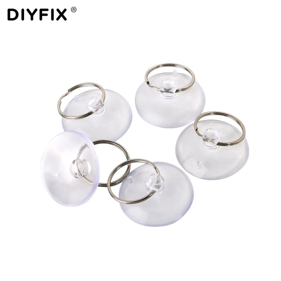 DIYFIX 5Pcs Light Duty Small Suction Cup with Metal Key Ring LCD Screen Opening Repair Tools for Mobile Phone Tablet