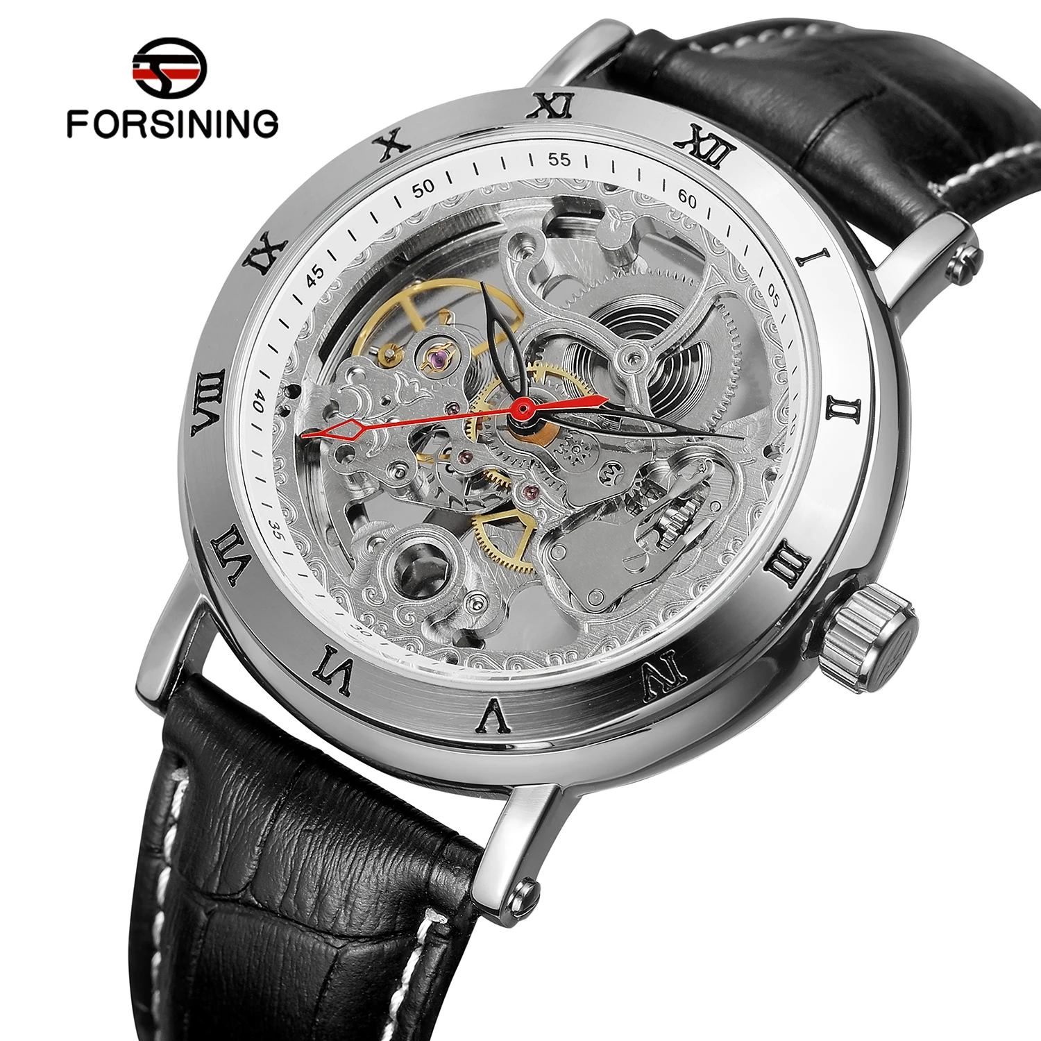 Top Brand Automatic Mechanical Mens Watches Luxury Carved Skeleton Dial Leather Strap Fashion Business Wristwatch Man