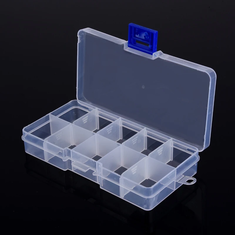 Adjustable Grid 10 Slots Tool Box Electronic Parts Storage Screw Case Transparent Plastic Case Multi Function Tool