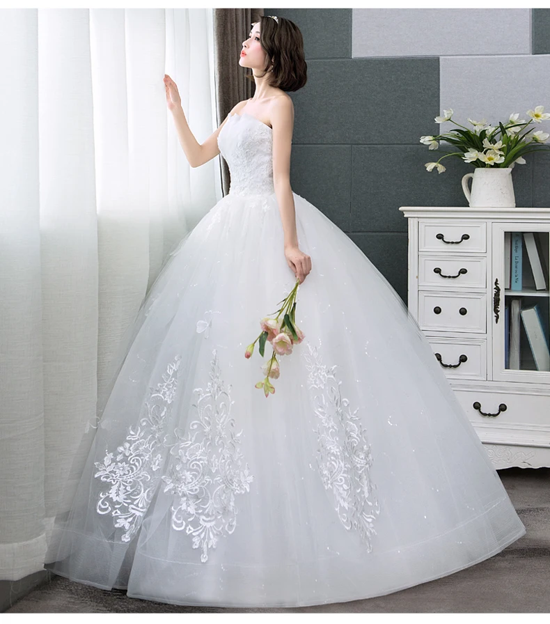 Real Photo Hot Sale Korean Lace Up Ball Gown Cheap Wedding Dresses 2024 New Fashion Claasic Custom Plus Size Elegan Bridal Dress