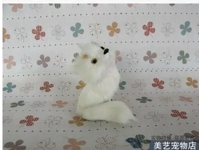 

mini cute sitting simulation fox toy lifelike white look up fox doll gift about 9x6.5x8.5cm