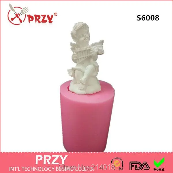 

3D Silicone Mold Soap Mold Cupid Angel Blowing Harp Hand Handmade Diy For Cake Decorations S6008 Moulds Rubber PRZY 001