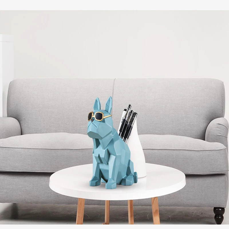 Europe Creative Spectacle Dog Resin Miniature Figurines Tabletop Crafts Pen Container Home Decor OfficeSstorage Box