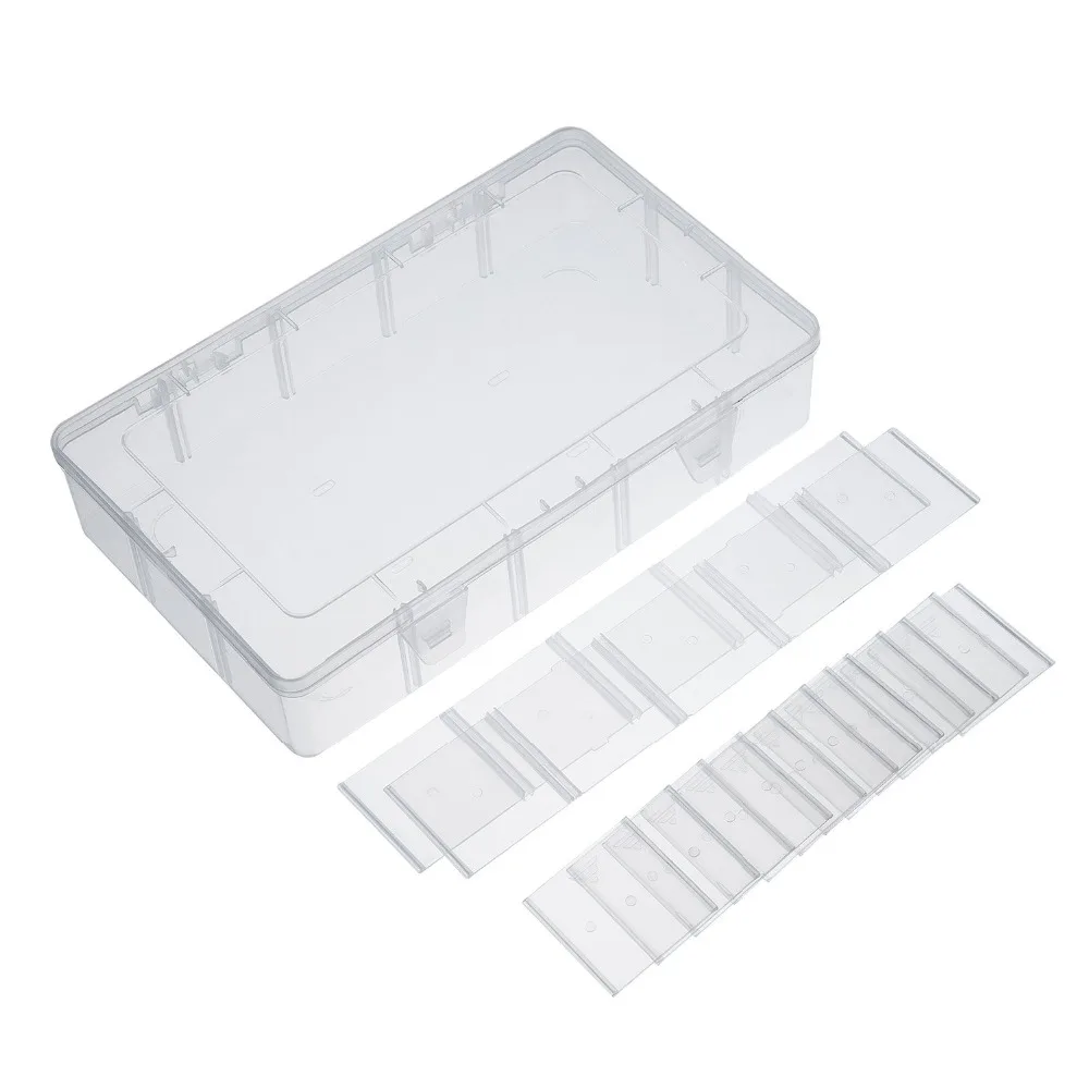 XRHYY Clear Crafts 15 Compartments Organizer Storage Box for Washi Tape Art Supplies and Sticker For School and Home