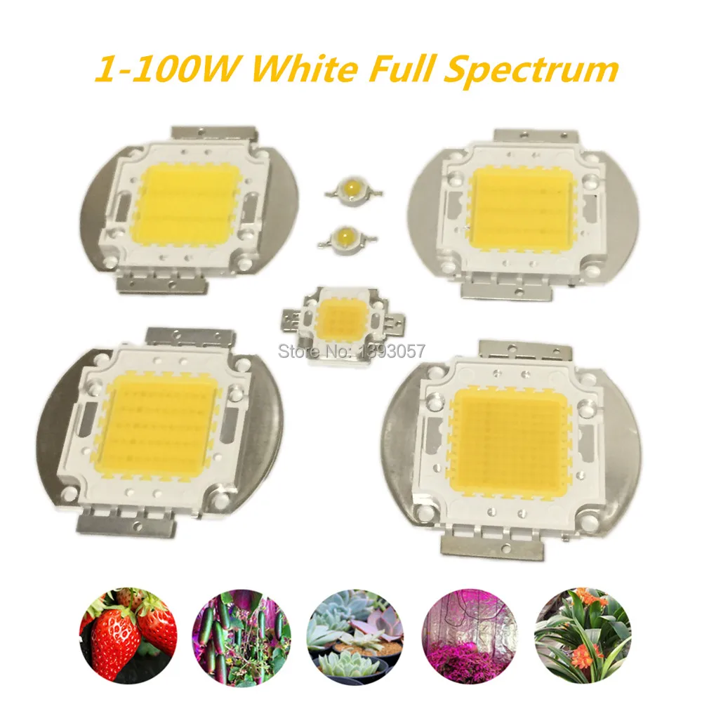 High Power LED COB chip 1W 3W 5W 10W 20W 30W 50W 100W380-840nm Plant Lamp White Full spectrum light Aquarium lamp Aquatic growth