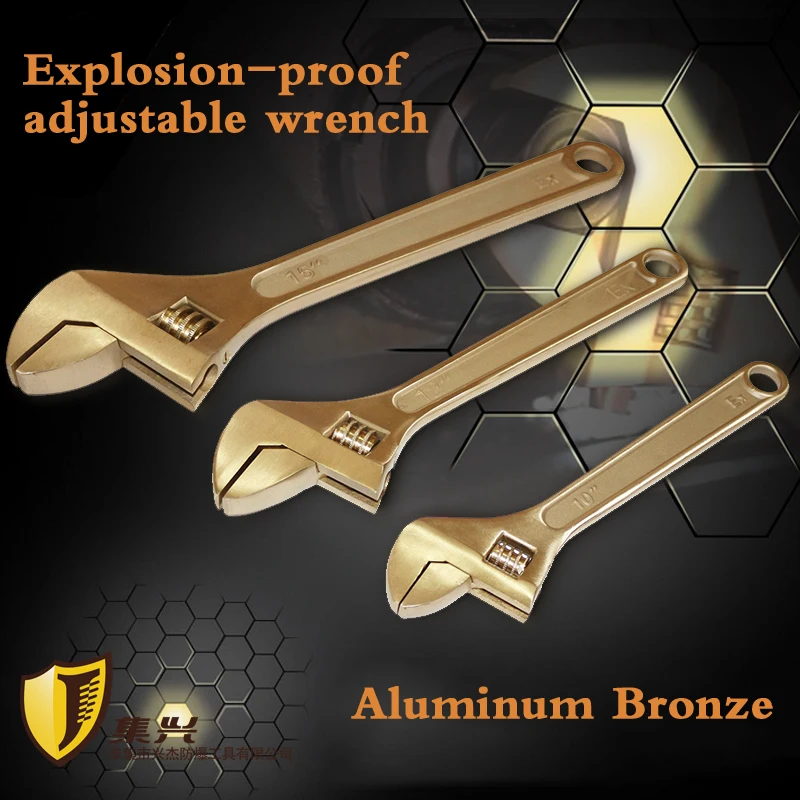 

12" 15" 18" 24" Adjustable Wrench Spanner, Non-sparking Tools, Aluminium Bronze Explosion Proof Safety Tools