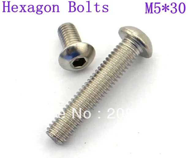 

Free Shipping 50pcs/Lot Metric M5x30mm Stainless Steel Button Head Hex Socket Cap Screws Bolts
