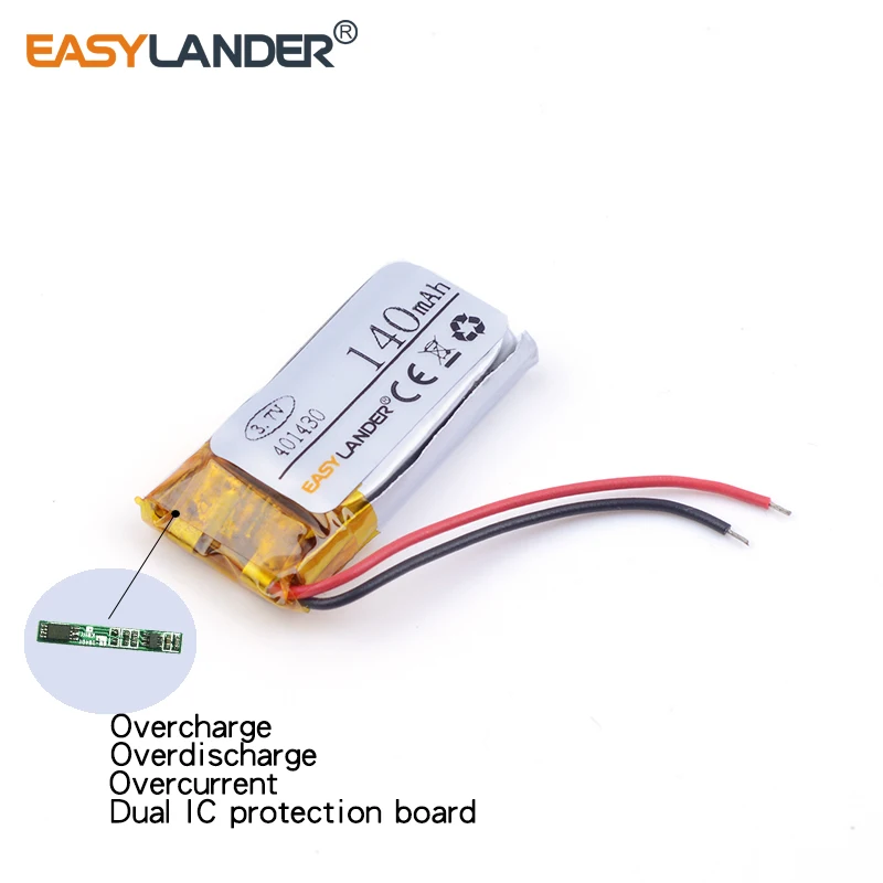 Bateria recarregável do polímero do Li-íon do lítio, 041430, 3.7V, 401430, 140mAh, 3 PCes pelo lote