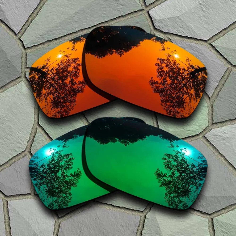 Red Orange&Jade Green Sunglasses Polarized Replacement Lenses for Oakley Crankcase