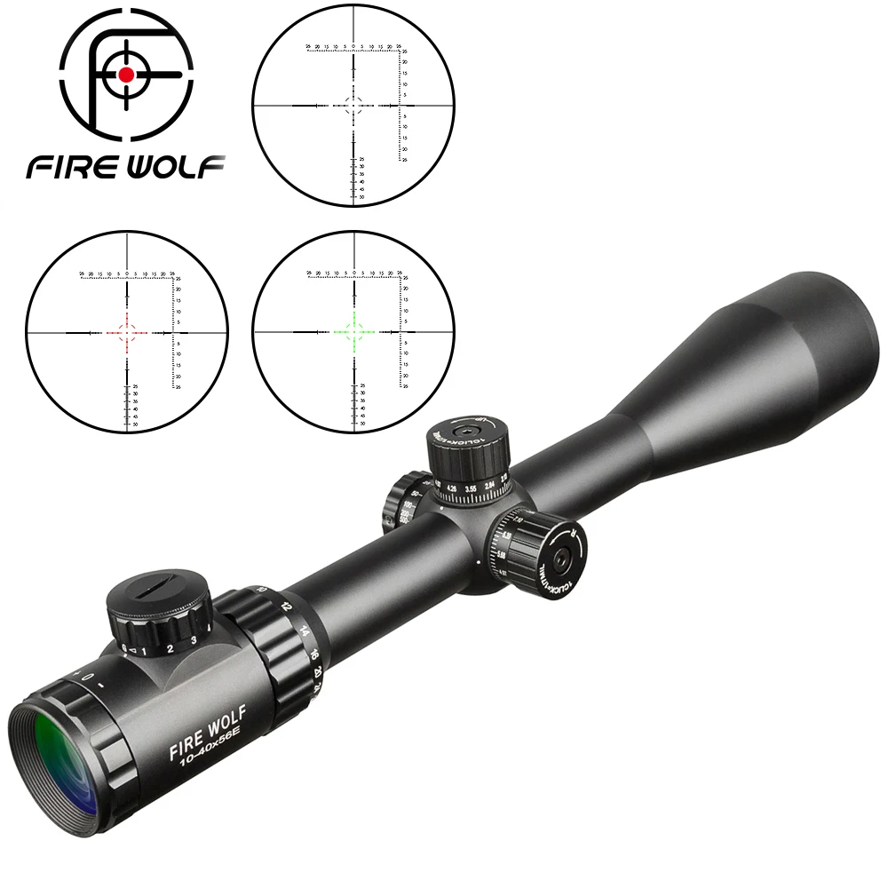 

FIRE WOLF 10-40X56AOE Hunting Scopes Side Wheel Parallax Adjustment Optics Sight Red And Green Dot Riflescope For Scope