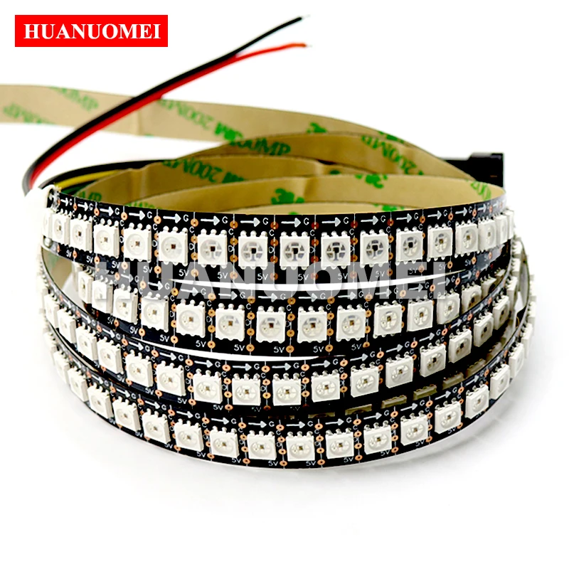 5V 144LEDs/m APA102 Addressable Full Color Flexible LED Strip 5050 144Pixel/m Digital Pixel Light Black PCB Non-waterproof IP20