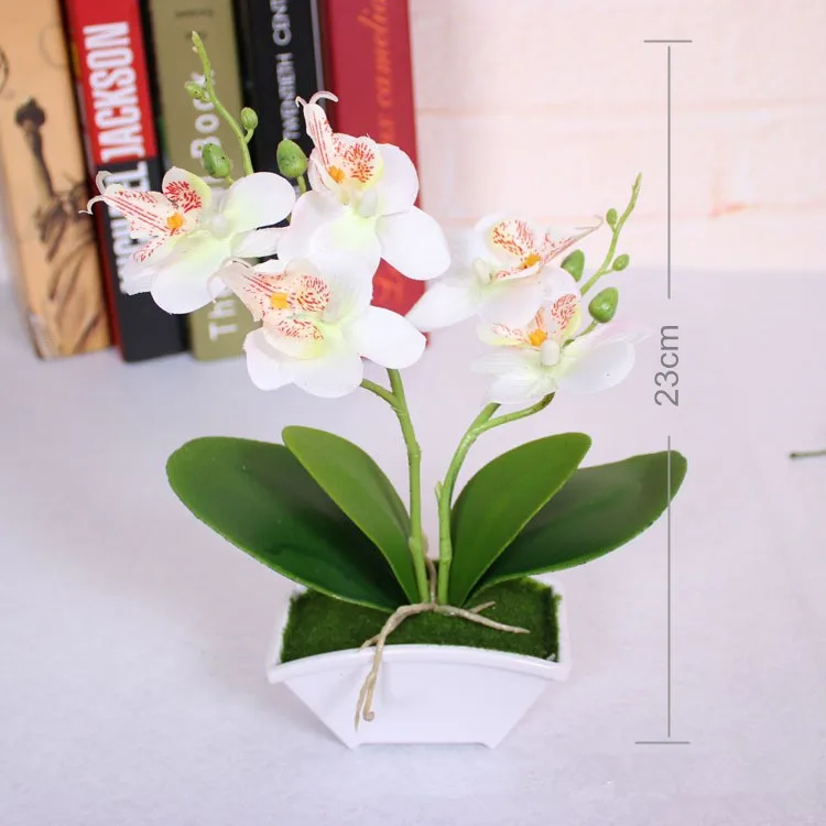 Artificial flower + vas Butterfly Orchid Flower Real Touch leaves Artificial Plants Overall Floral For Wedding Valentine's Day