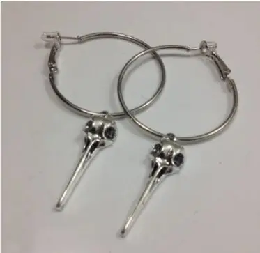 Hummingbird Hoop Earring Goth Raven Crow Bird Skull Gothic Jewelry