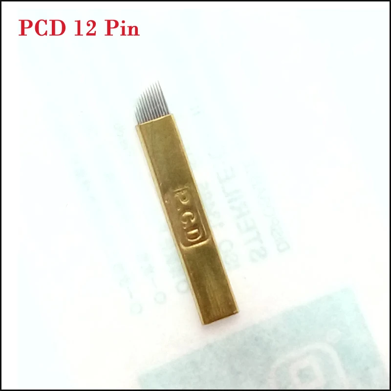 100 pz PCD 12 pin duro trucco permanente manuale sopracciglio tatuaggio lame smussate Microblading 12 pin aghi duri